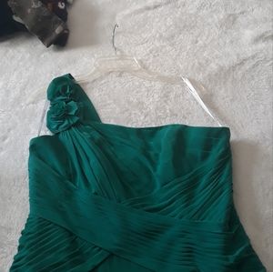 One Shouldered Gown with Floral Strap